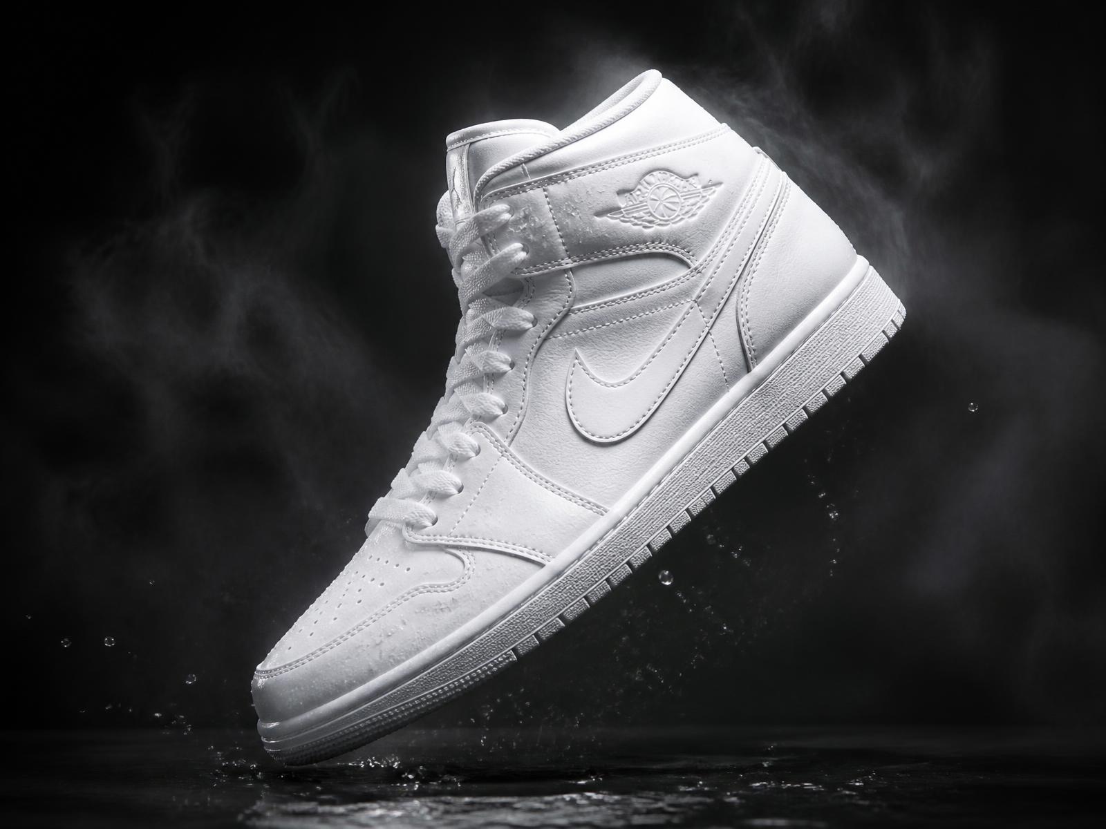 Freshly restored white leather sneaker in the Sneaker Cleaners studio